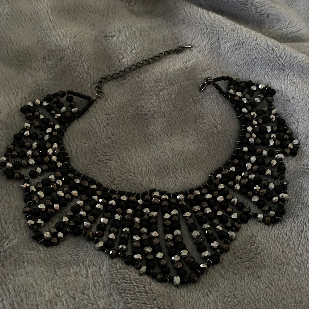 Elegant Black and Silver Beaded Necklace